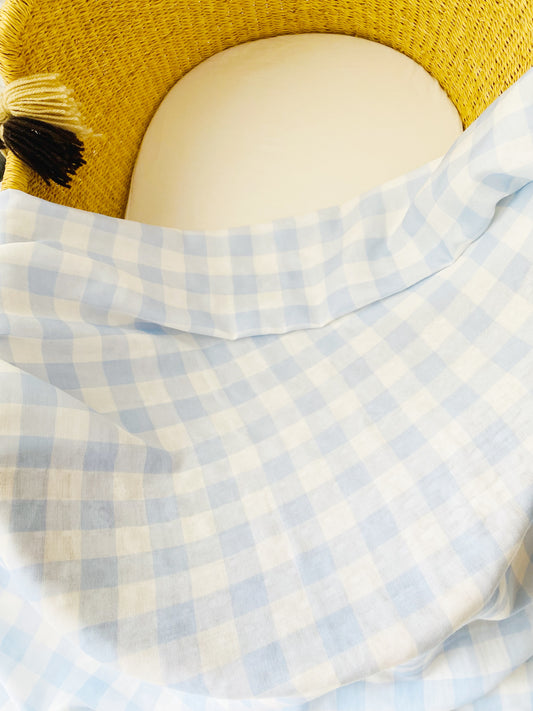 Baby Blue Check Swaddle Wrap