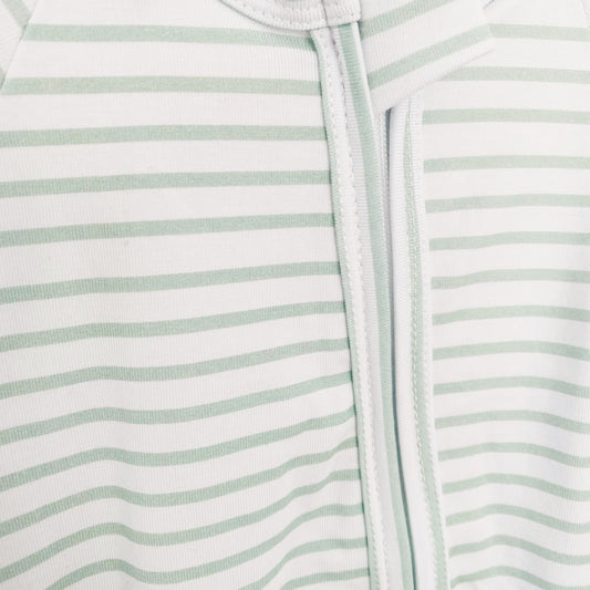 Sage Stripes Zip Romper