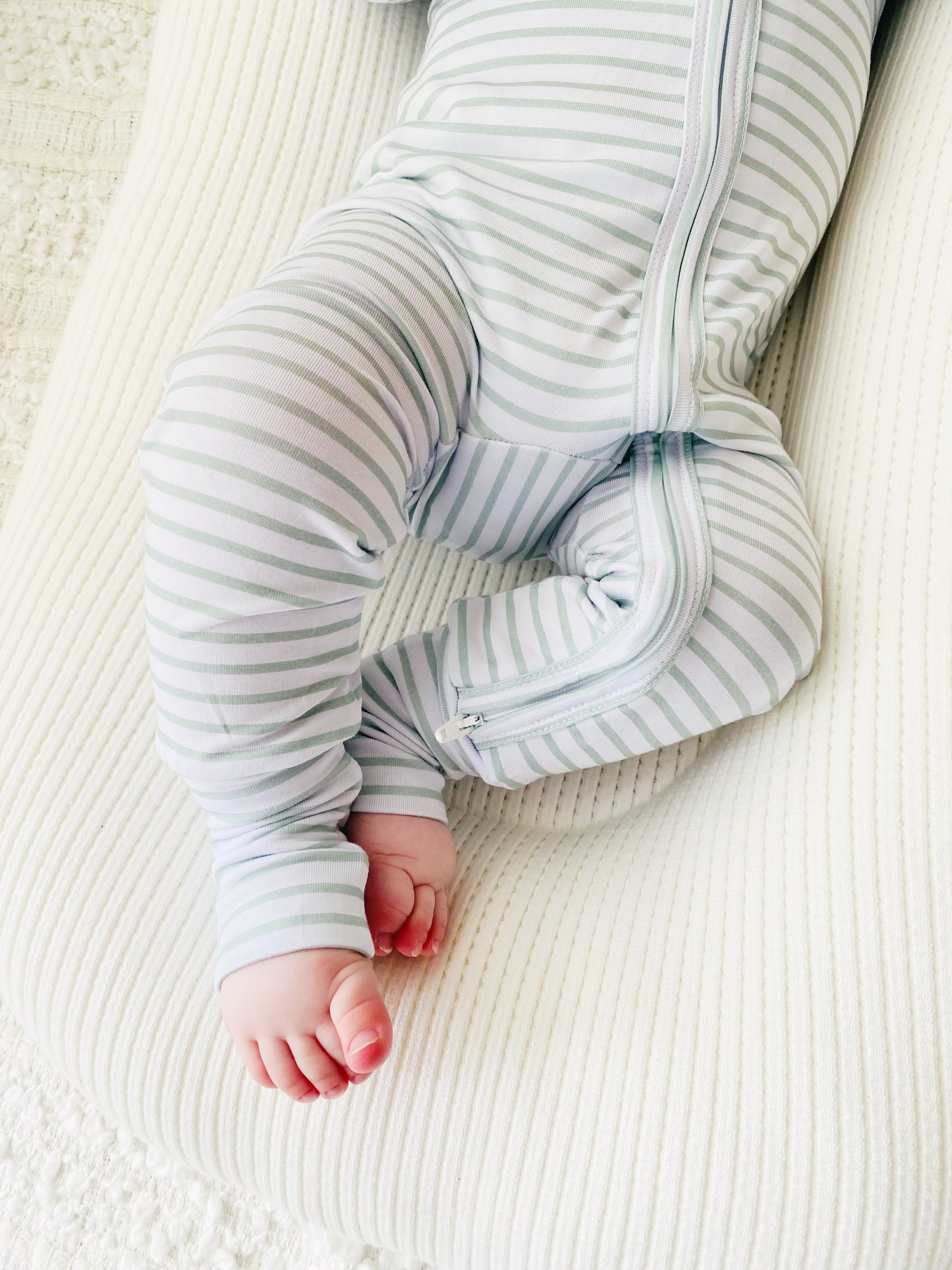 Sage Stripes Zip Romper