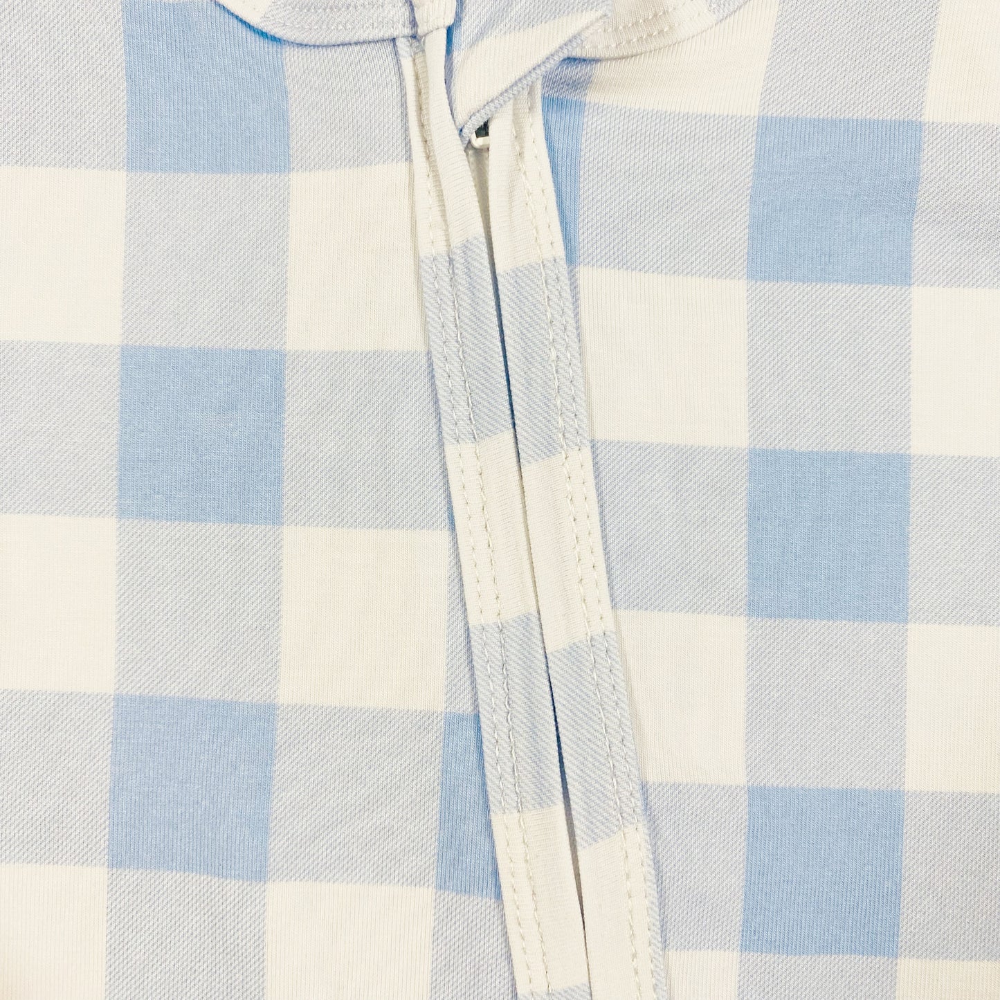 Baby Blue Check Zip Romper