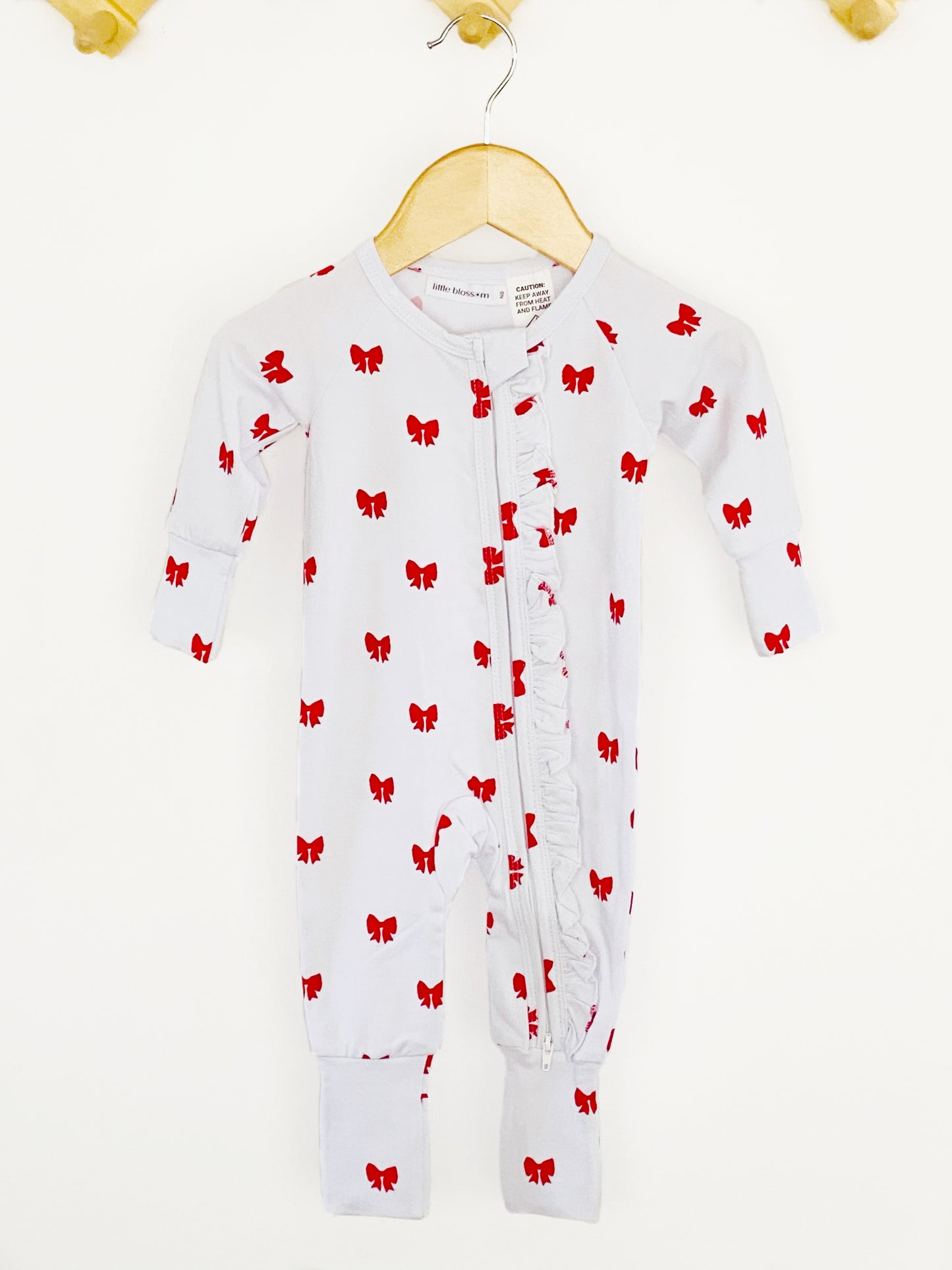 Mini Red Bows Ruffle Romper