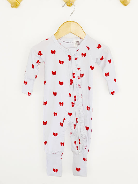 Mini Red Bows Ruffle Romper