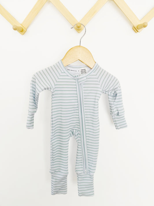 Sage Stripes Zip Romper