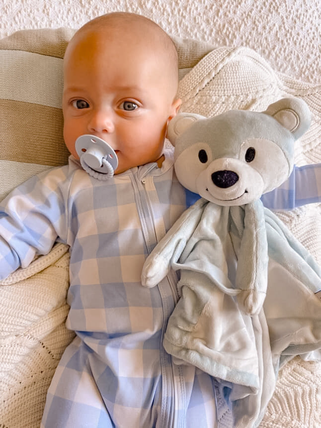 Baby Blue Check Zip Romper