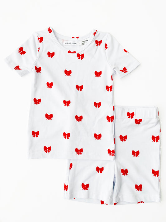 Mini Red Bows Short Sleeve Pyjama Set