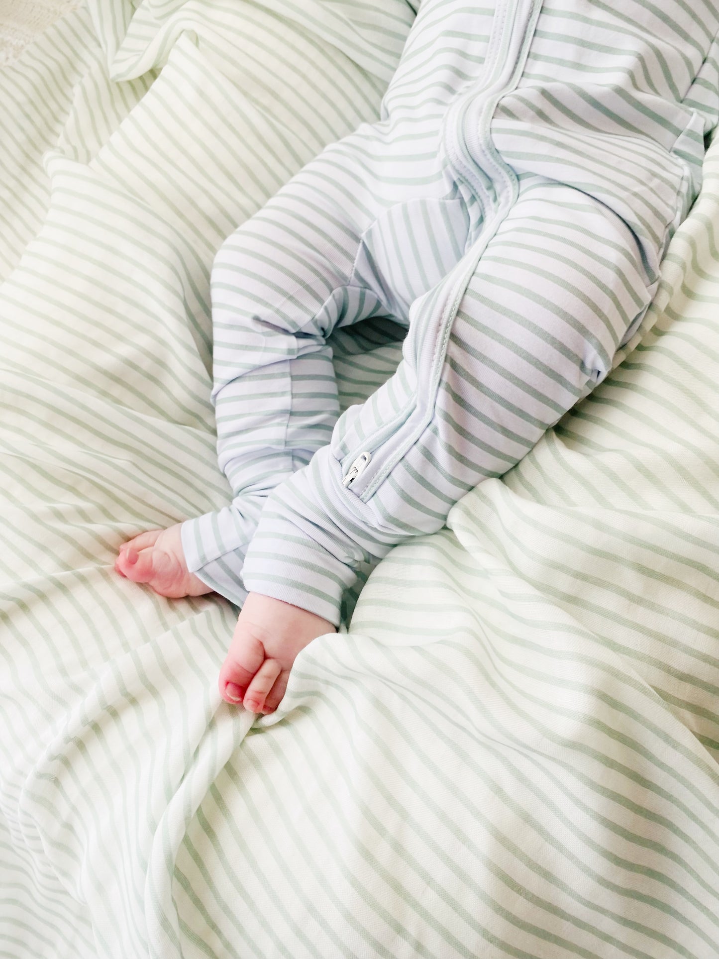 Sage Stripes Zip Romper