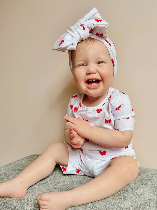 Mini Red Bows Short Sleeve Pyjama Set