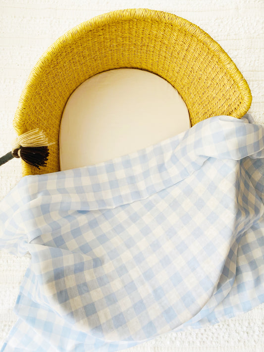Baby Blue Check Swaddle Wrap