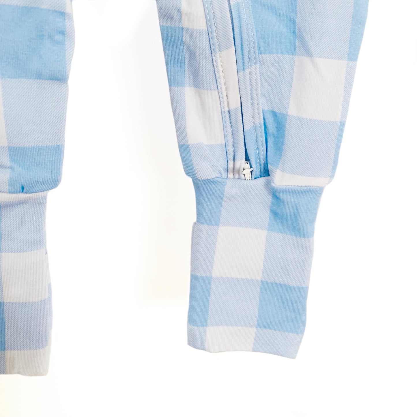 Baby Blue Check Zip Romper
